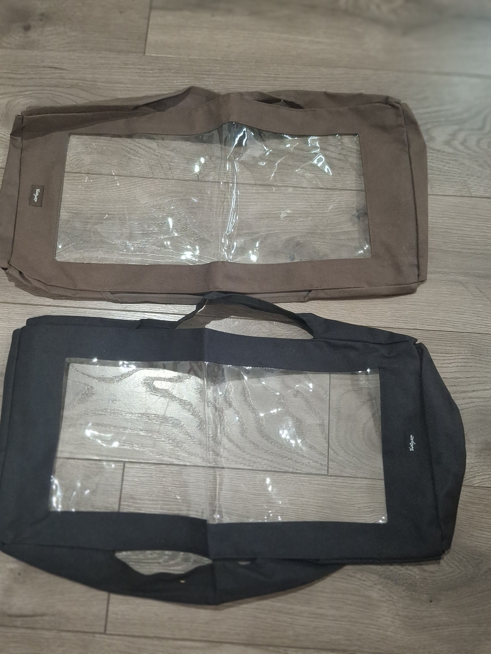 Thirty-One Large Utility Tote Lids Set of 2 Brown & Black Clear Window Covers